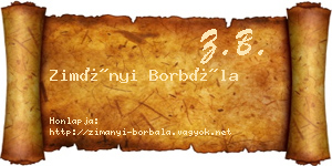 Zimányi Borbála névjegykártya